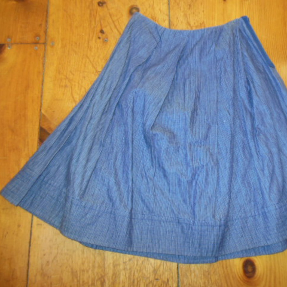 BRUUNS BAZAAR Denmark 34 Blue Metallic Linen Skirt Lagenlook